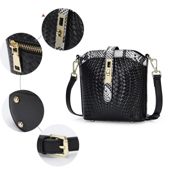 Knitted Series: Stylish Genuine Leather Bucket Bag and Crossbody Chic